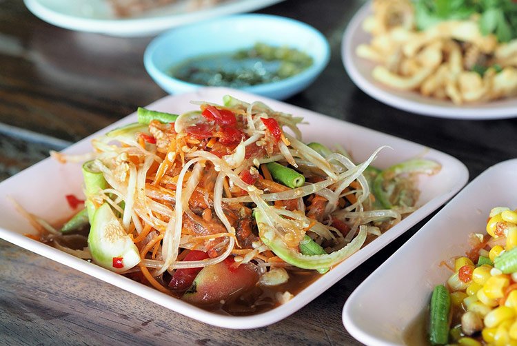 Insalata Papaya Papaya Salad Cucina Thailandese