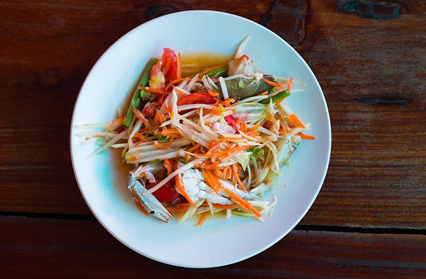 Insalata Papaya Papaya Salad Cucina Thailandese