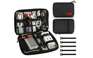 Organizer per cavi da viaggio a doppio strato impermeabile per accessori elettronici per USB caricabatterie cuffie schede SD power bank compatibile con iPad Mini 5 fascette